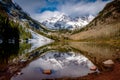 Maroon Bells rocky mountains Colorado in the spring time Royalty Free Stock Photo