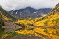 Maroon Bells Stormy Autumn Reflection Royalty Free Stock Photo