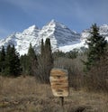 The Maroon Bells are two peaks in the Elk Mountains Royalty Free Stock Photo