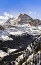 Maroon bells with snow tops Royalty Free Stock Photo