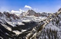 Maroon bells with snow tops Royalty Free Stock Photo