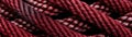 Maroon Close Up Detailed Pattern Of Ropes Twine Panoramic Banner. Generative AI