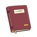 Maroon-colored notebook with a rectangular label on the front cover for Royalty Free Stock Photo