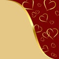 Maroon and gold background with hearts