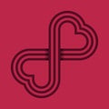 Maroon Heart Shaped Infinity Stripes Pattern Royalty Free Stock Photo