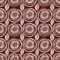 Maroon red country floral blockprint linen seamless pattern. Allover print of French cottage interior cotton effect