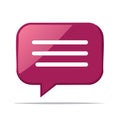 Maroon speech balloon featuring three horizontal lines indicating text ready for display and dialogue Royalty Free Stock Photo