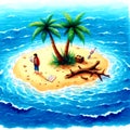 Marooned on a deserted island Beach Sun Royalty Free Stock Photo