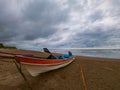 Marooned panga boat in El Salvador