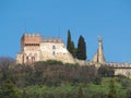 Marostica, Vicenza, Italy. The castle in the upper part of the town on the top of the hill Royalty Free Stock Photo