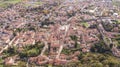 Marostica, Vicenza, Italy. Drone aerial landscape of the lower town from the upper castle Royalty Free Stock Photo