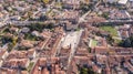 Marostica, Vicenza, Italy. Drone aerial landscape of the lower town from the upper castle Royalty Free Stock Photo