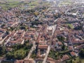 Marostica, Vicenza, Italy. Drone aerial landscape of the lower town from the upper castle Royalty Free Stock Photo