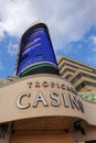 Marque of the Tropicana Hotel and Casino on the boardwalk in Atlantic City, New Jersey