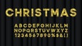 Marquee Christmas alphabet for Vegas showtime. Bulb text effect gold font