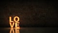 Marquee light love letter sign, render 3D