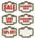 Marquee Sale Clearance Closeout 50% Off Icons Royalty Free Stock Photo