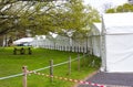 Marquees being erected as part in preparation for the annual Belfast Spring Show before the exhibitors move in and set up their d