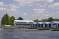 Marquees and tents on the bank of the Thames at Henley-on-Thames in Oxfordshire, in preparation for the Royal Regatta Royalty Free Stock Photo