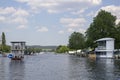 Marquees and tents on the bank of the Thames at Henley-on-Thames in Oxfordshire, in preparation for the Royal Regatta Royalty Free Stock Photo