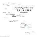 Marquesas Islands in French Polynesia, gray political map
