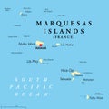 Marquesas Islands, island group in French Polynesia, political map