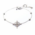 Marquess Inspired Silver Flower Anklet With Delicate Chromatics