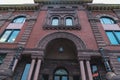 The historic city hall building in the downtown area