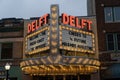 Neon sign for the historic Delft movie theater in the downtown area Royalty Free Stock Photo