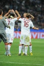 Marquinho, Daniele De Rossi and Frederico Balzaretti celebrates after the goal