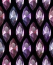 Marquise cut amethyst. Watercolor seamless pattern