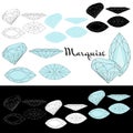 Marquise cut. Cutting gems stones. Types of diamond cut. Royalty Free Stock Photo