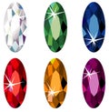 Marquise cut precious stones with sparkle