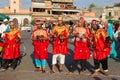 MARRAKECH, MOROCCO - APR 29, 2016: Gnawa Musicians performing on the Djemaa El Fna square In Marrakech, Morocco Royalty Free Stock Photo