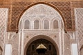 MARRAKECH, MOROCCO - APRIL 18, 2023 - Famous Madrassa Ben Youssef in the medina of Marrakech in Morocco Royalty Free Stock Photo