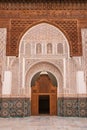 MARRAKECH, MOROCCO - APRIL 18, 2023 - Famous Madrassa Ben Youssef in the medina of Marrakech in Morocco Royalty Free Stock Photo