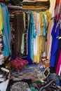 Marrakech, Morocco - Feb 10, 2023: Colourful long ladies dresses for sale in the Marrakech Souk markets