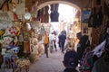 Marrakech, Morocco - Feb 21, 2023: Handicrafts on sale in the Marrakech Souk market Royalty Free Stock Photo