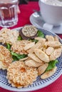 Marrakech, Morocco - Feb 9, 2023: Traditional Moroccan sweet pastries and cookies