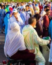 An old couple going to the prayer of Aid Al Adha 2022 in Marrakech, Morocco