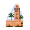 Marrakech, Morocco March 1 2024, Al-Kutubiyah, mosque tower. Maroc muslim minaret. Moroccan architecture. Marrakesh