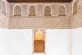 Inside view of Ali Ben Youssef Medersa, old school inn Morocco Royalty Free Stock Photo