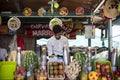 Marrakech, Morocco - October 16, 2022: Juice vendor in Jmaa El Fna square, this square which is the largest and main square.