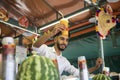 Marrakech, Morocco - October 17, 2022: Selling a juice smoothie that is made with fresh fruit in the Jemaa el Fna square Royalty Free Stock Photo