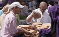 MARRAKECH, MOROCCO SEPT 15TH: A busy bread stall on the market o