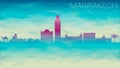 Marrakech Morocco Skyline City Vector Silhouette. Broken Glass Abstract Geometric Dynamic Textured. Banner Background. Colorful Sh