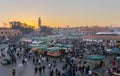 Marrakesh, 01 01 2023: Jamaa el Fna market square, Marrakesh, Morocco, North Africa. Jemaa el-Fnaa, Djema el-Fna or Djemaa el-Fnaa Royalty Free Stock Photo