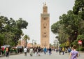 Street view of Koutoubia Mosque in a sunny day during Ramadan Royalty Free Stock Photo