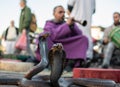 MARRAKESH, MOROCCO - 15 JAN 2019: Snake charmer at the Jemaa el-Fnaa square in Marrakesh, Morocco Royalty Free Stock Photo