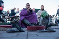 MARRAKESH, MOROCCO - 15 JAN 2019: Snake charmer at the Jemaa el-Fnaa square in Marrakesh, Morocco Royalty Free Stock Photo